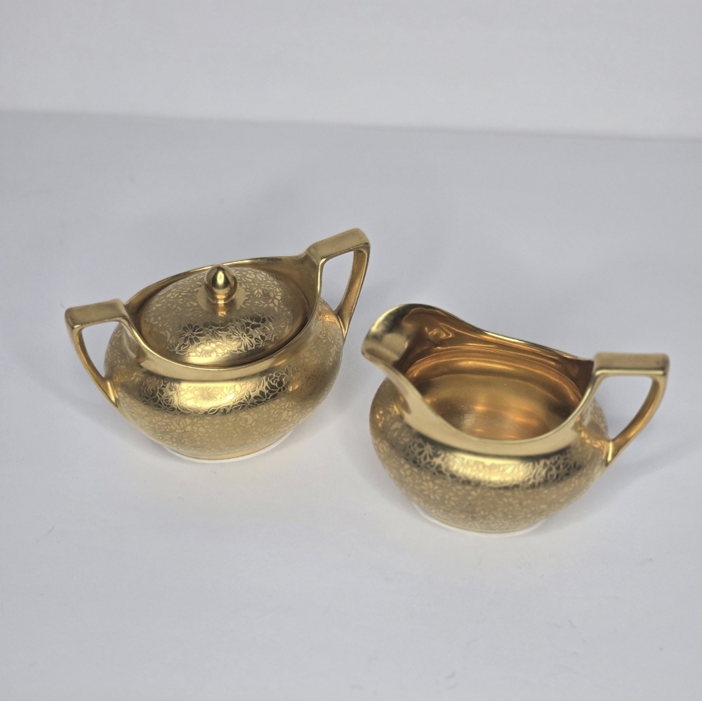 Pickard Gold Creamer & Sugar Set